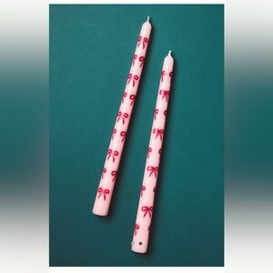 Pink Bow Patterned Taper Candles